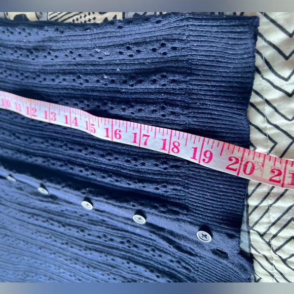 John Galt Womens Navy Blue Long Sleeve Knit Cardigan Cottagecore Sweater Small - Picture 6 of 6